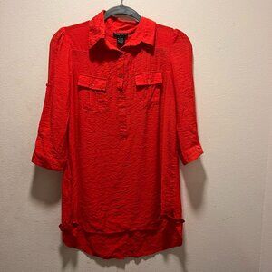 Cotton Express Women's Red Blouse 3/4 Sleeve Size Small